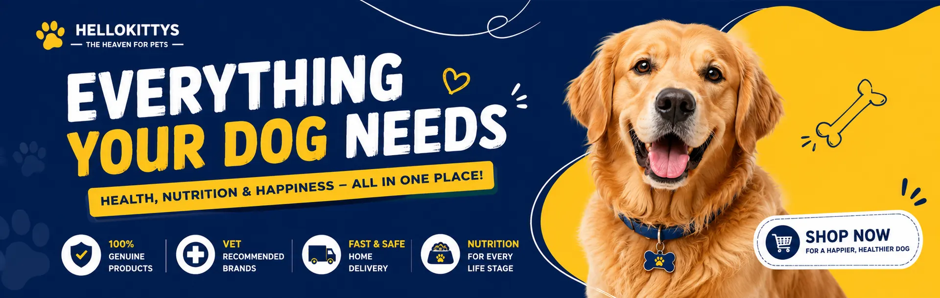 HelloKittys Premium Pet Care Banner