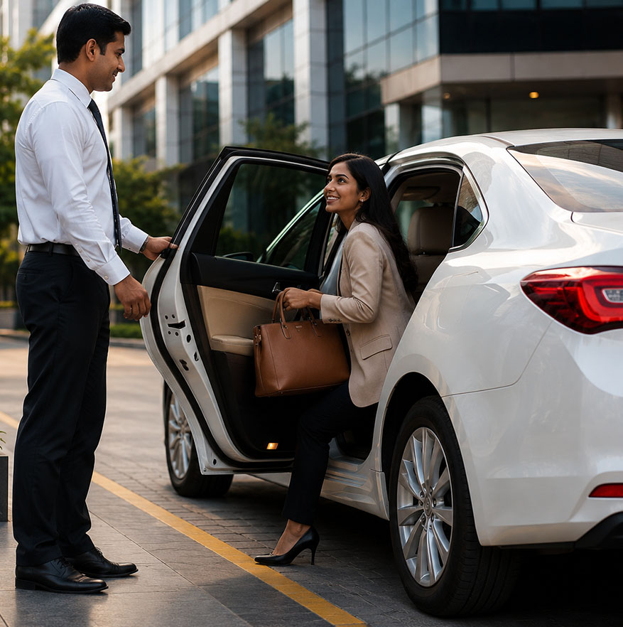Skanda Travels chauffeur-driven car ready for a Bangalore city ride